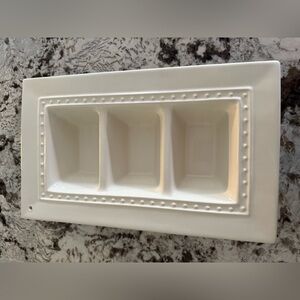 Nora Fleming Retired  Pearl Dot Relish Stoneware Dish with 3 Minis 🎂 🏈 🎅🏽